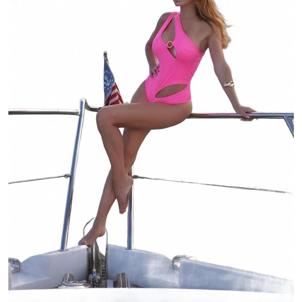NEW BELLE D'AMOUR gigi one shoulder bodysuit in neon pink